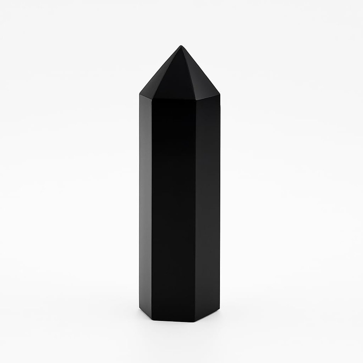 Toren van steen, toverstaf van obsidiaan, natuurlijk obsidiaan, zeshoekige kristallen zuil, bergkristalstaven obsidiaan, toren (obsidiaan, 7-8 cm)