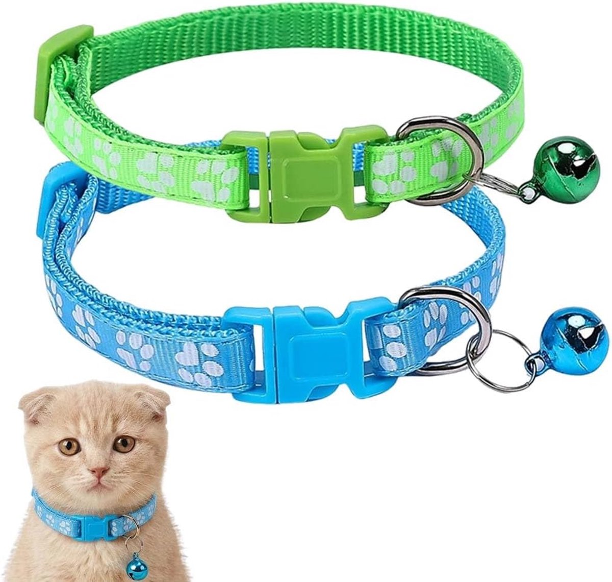 2 x kattenhalsband, kattenhalsband voor huisdieren, verstelbare kattenhalsband met patch, veiligheids-kattenhalsband, voor kleine katten, voor dagelijks gebruik en buiten