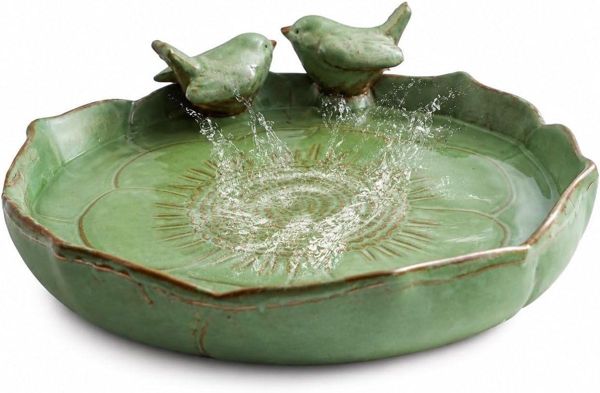 SnelShoppen - Vogelbad voor Tuin, 24 cm Keramische Vogelvoederbak, Buiten Tuin Drinkbak, Vogelbad voor Wilde Vogels, Waterbad voor Tuin, Patio, Balkon