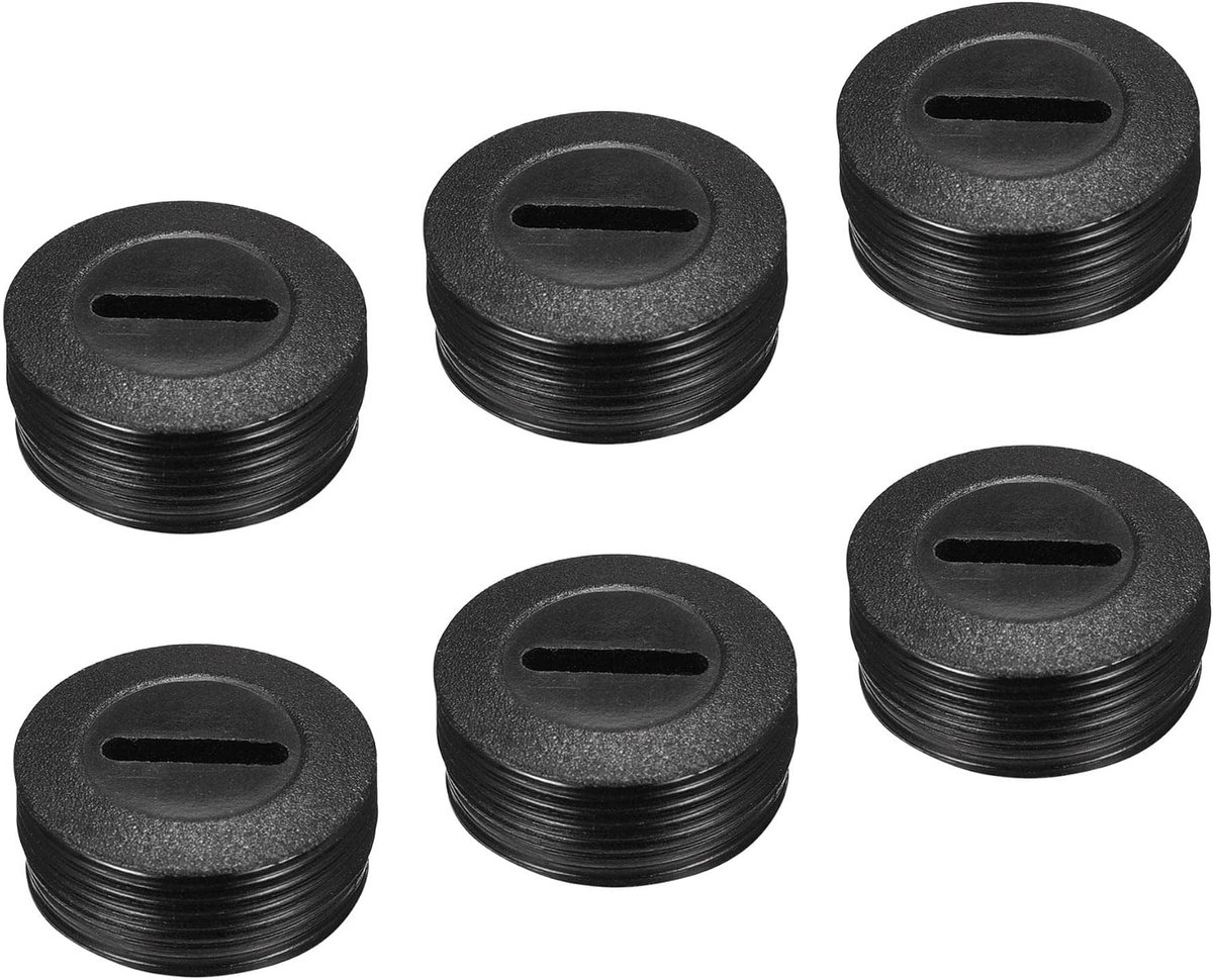 Sourcing map 6 stuks koolborstelhouderkap motor elektrische borstel kunststof afdekking schroefdraad zwart 20 mm buitendiameter 8 mm hoogte