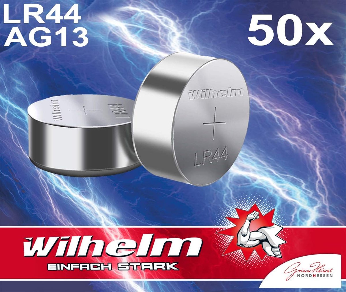 50 x Wilhelm AG13 / V13GA knoopcel LR44 - 165mAh 1,5V alkaline 357 LR1158 bulk - ShopVlot