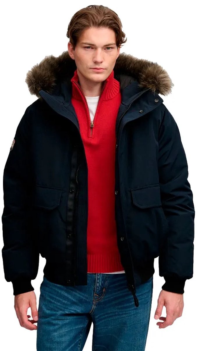 Superdry Everest Bomberjack Met Imitatiebont Heren Gewatteerde jassen Marineblauw