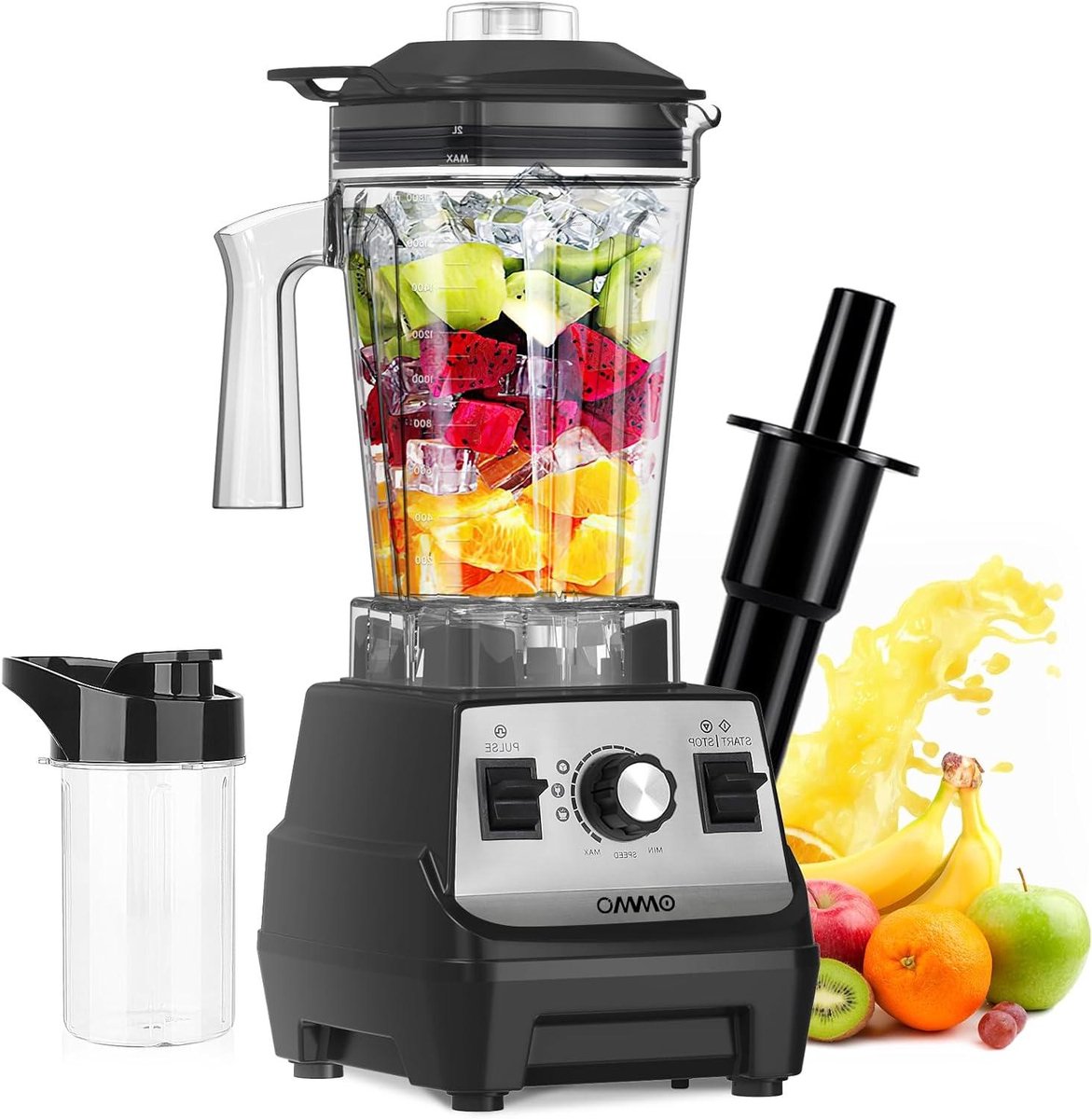 Krachtige Blender - Mixer Keukenmachine - Gezonde Smoothies Maken - 6 RVS Messen - 1.8L Kan - Zwart