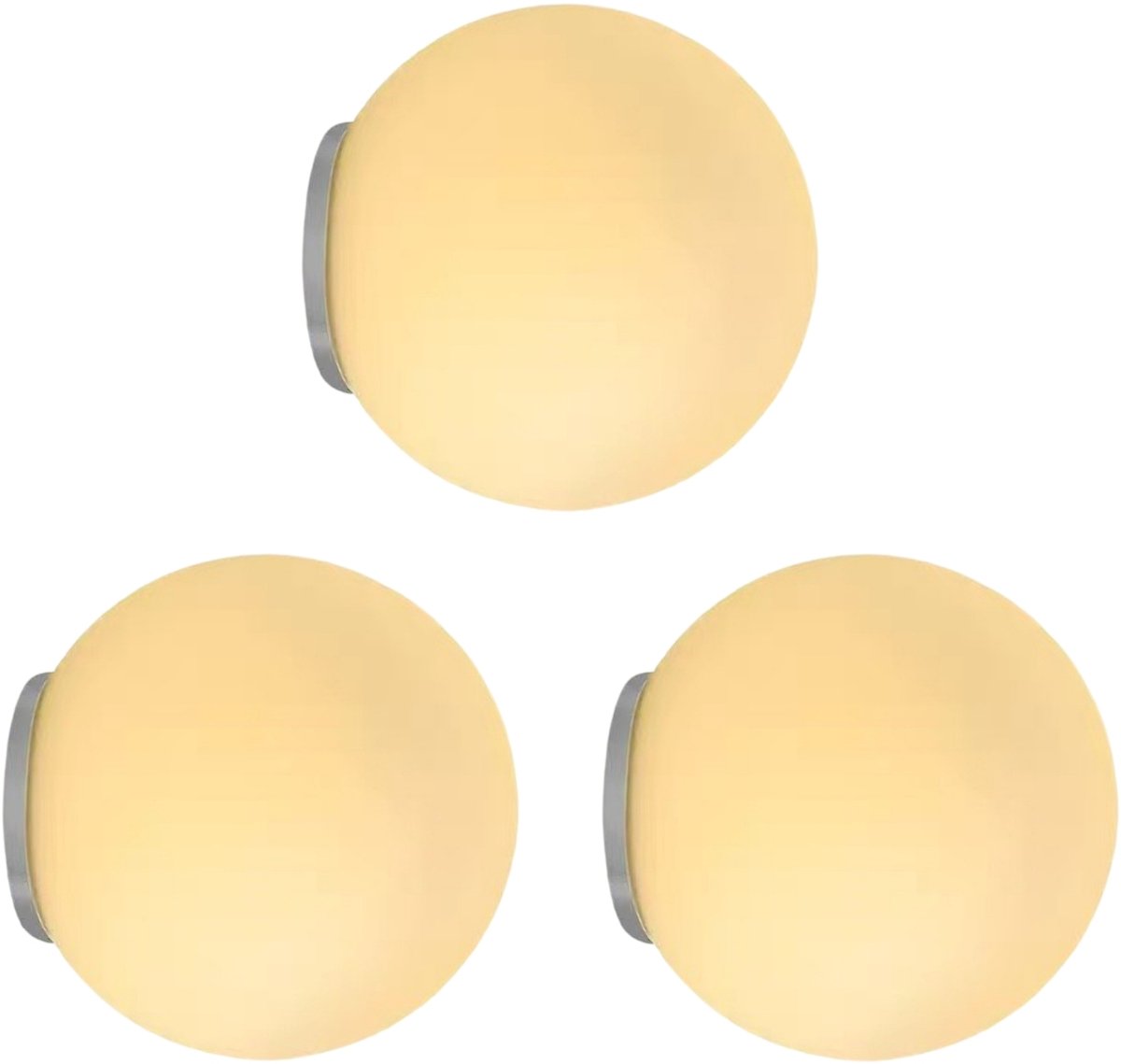 Set van 3 Wandlamp Slaapkamer Moderne Glazen Lampenkap 18cm voor Kinderkamer Woonkamer Café 5W Warm Licht