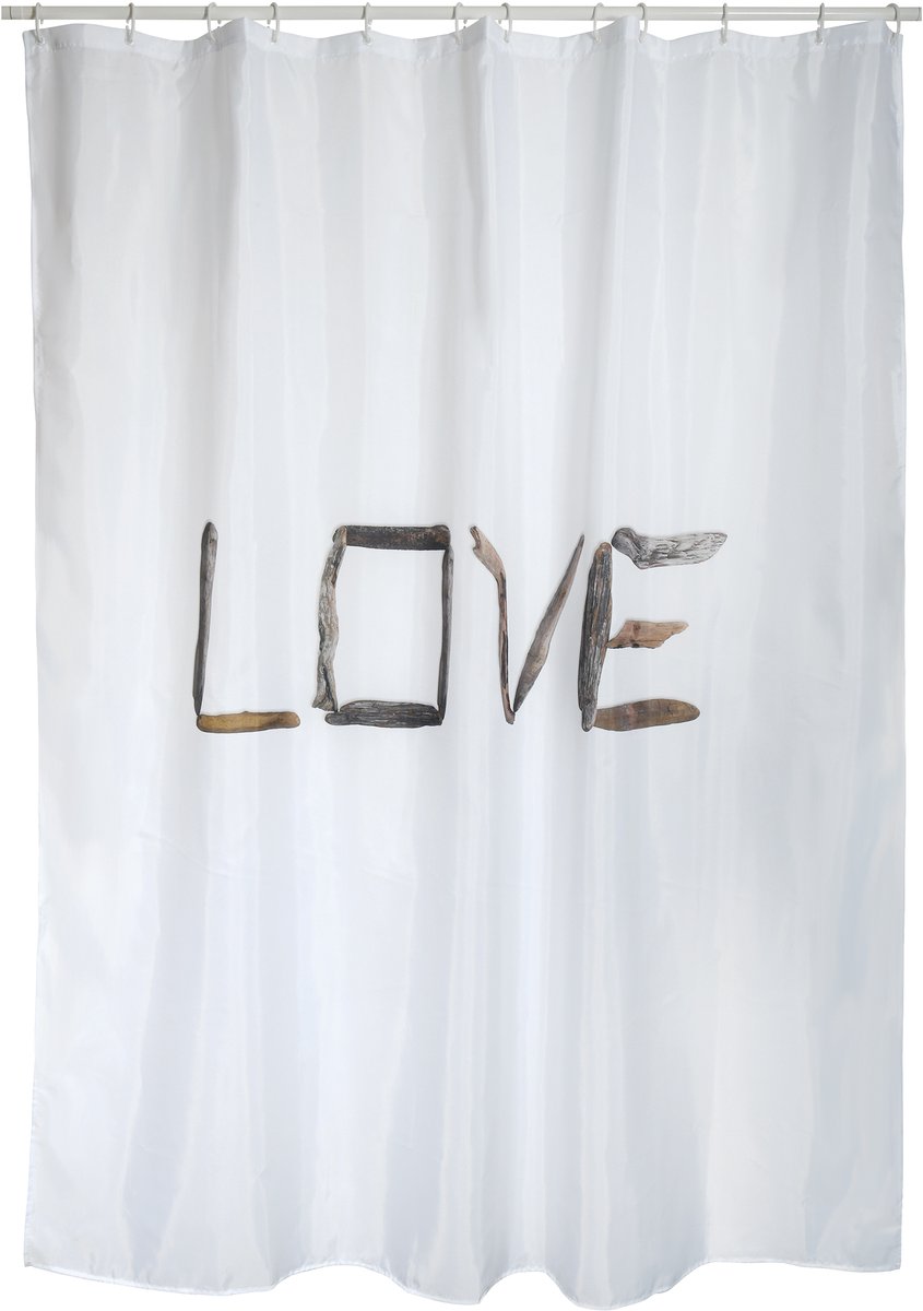 MSV Douchegordijn 180x200 cm - Polyester Douchegordijn met Love Design - Decoratief Gordijn voor Douche en Bad