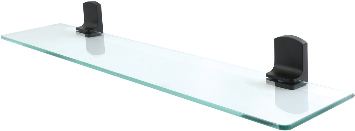 Spirella Taku Glazen Wandplanchet Badkamer – Glazen Planchet met Metalen Frame – Mat Zwart – 60 x 13,5 x 6 cm