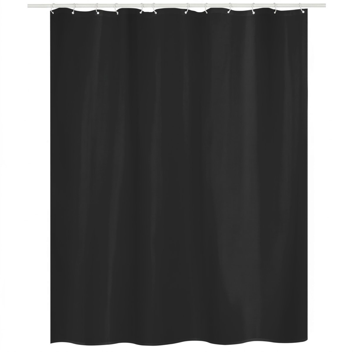 MSV Douchegordijn Zwart - Waterdicht Douchegordijn Polyester 240 x 200 cm - Groot Douchegordijnen voor Brede Douche of Bad