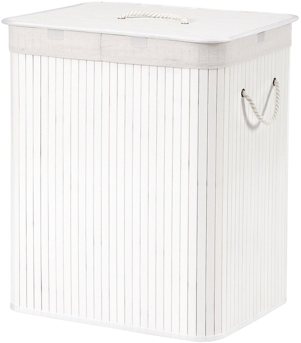 Wasmand met deksel – 2 compartimenten – 120 liter – Wit