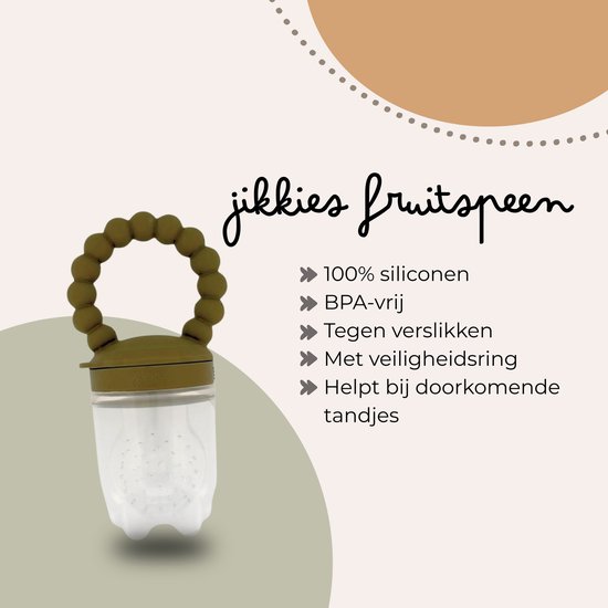 Jikkies Fruitspeen - IJsblokjes Tray - Bijtring - Kraamcadeau - BPA-vrij, 100% food-grade siliconen - 3 speenmaten S/M/L - Vriezer & vaatwasser - Helpt bij doorkomende tandjes - Bewaarbakje - Groen van Jikkies — afbeelding 2