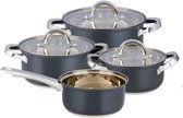 alpina Inductie Pannenset 7‑Delig – RVS Kookpotten met Glazen Deksel – Kookpottenset Geschikt voor Alle Warmtebronnen – Kookpotten set - Potten en Pannen Set