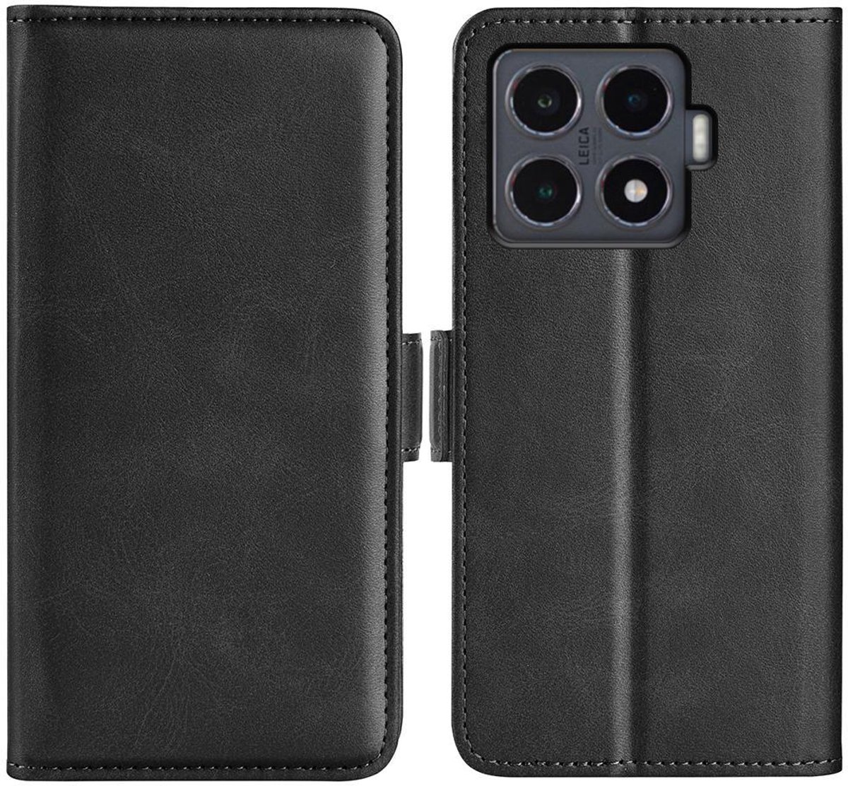 Mobigear Telefoonhoesje geschikt voor Xiaomi 15T Pro Hoesje | Mobigear Slim Magnet Bookcase Portemonnee | Pasjeshouder voor 3 Pasjes | Telefoonhoesje voor Pinpas / OV Kaart / Rijbewijs - Zwart