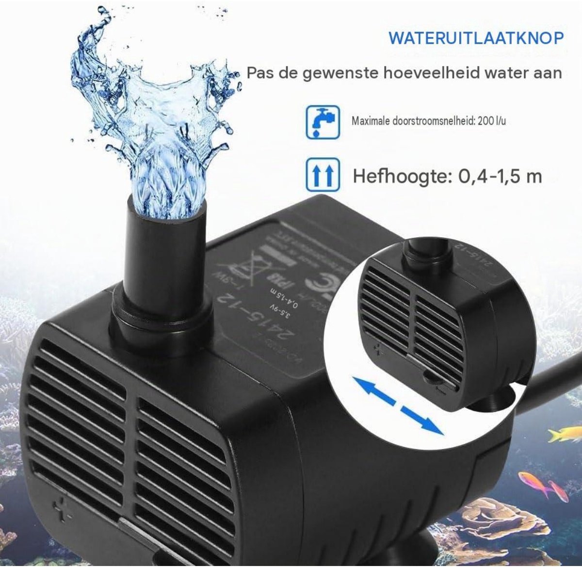 SSTRWGOOD Aquariumwaterpomp - Submersible Waterpomp 200L/H 3W - USB Oplaadbaar met 1.4m Kabel - Stil en Droogloopbestendig tot 48u - Geschikt voor Aquarium, Fontein en Vissenbak - ABS Materiaal - Afmetingen 3.7x4x2.6cm
