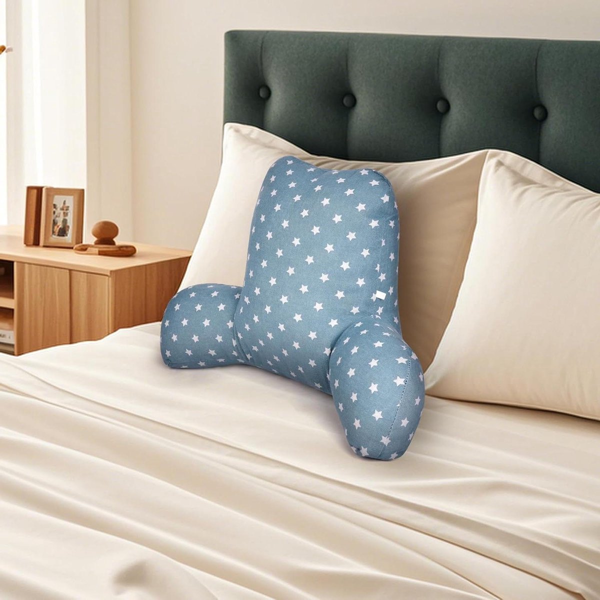 Leeskussen met Armleuningen - Bedkussen Rugsteun - Comfortabel Ontspannen - Ergonomisch Ontwerp - 60 x 37 cm - Grijs