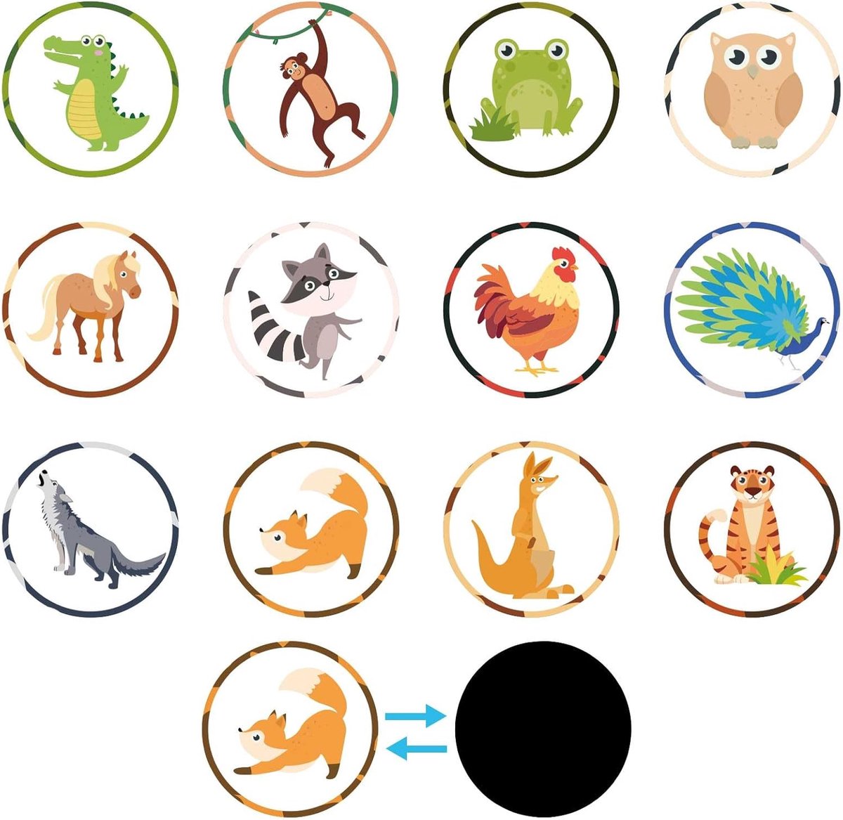 SnelShoppen - 24 Stuks Potty Training Sticker - Herbruikbare Toilet Training Doelstickers, Kleurveranderende Plaksels voor Jongens Kinderen (Wildlife)