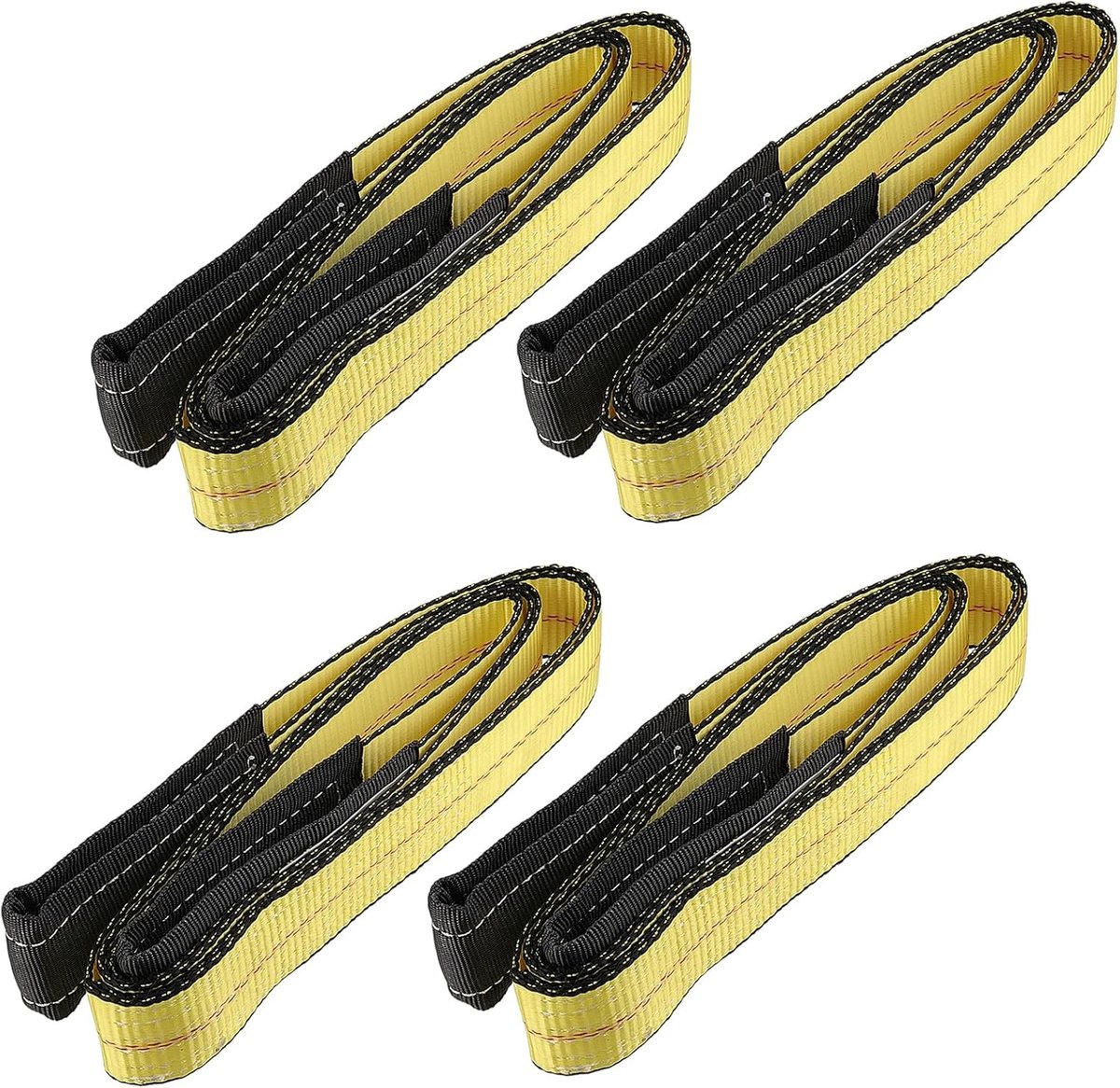 4 Stuks 1.8m x 5cm Sterke Hefbanden, Webbing Cargo Sling, Gele Hefband voor Zware Lasten, Maximaal 10000lbs Draagvermogen