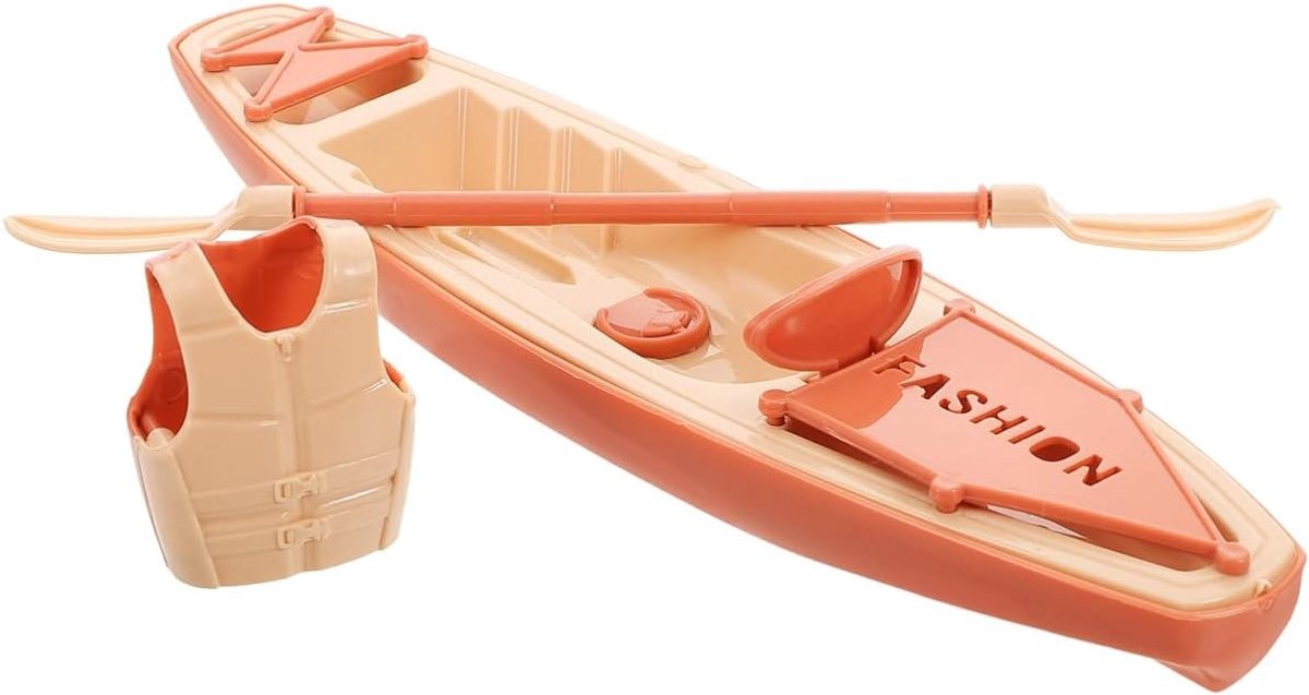 Realistisch kunststof kajakmodel, 12-delig, voor binnen- en buitendecoratie, inclusief roeiaccessoires en reddingsvest, gedetailleerd en decoratief model voor liefhebbers van watersport.