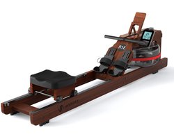 JASPORT R1E Roeimachine van Eikenhout voor Thuis – 210 cm Lange Waterroeier met Instelbare Waterweerstand, 28 L Watertank, Bluetooth, Kinomap, LCD-display, Max. 150 kg