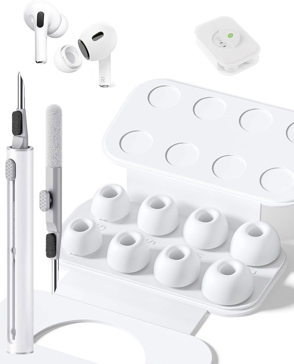 SnelShoppen - 4 Paar Compatibele AirPods Pro/Pro 2 Oorkussens met Schoonmaakpen en Geluidsreductie Gaten - Niet-Slip Zachte Silicone Vervangende Oordo