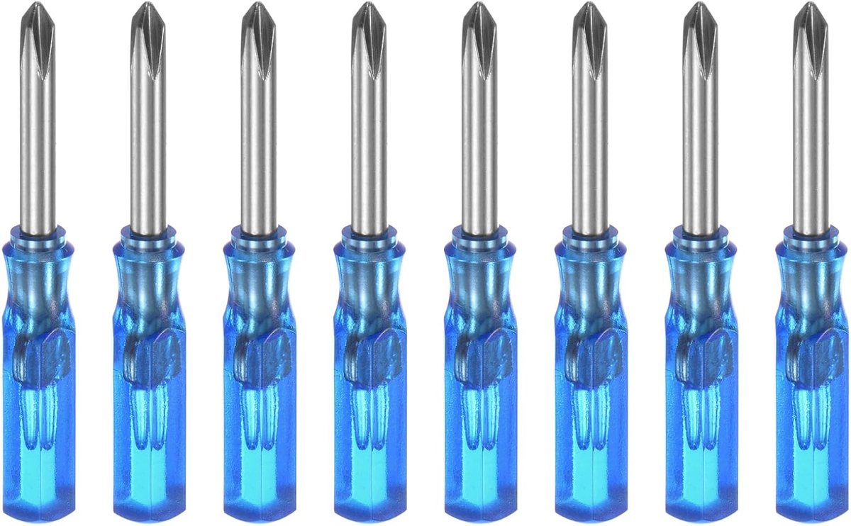 SnelShoppen - 8pcs Mini Schroevendraaiers PH1 Phillips 3mm met Magnetische Punt - Lichtgewicht, Duurzaam, Voor Kleine Huishoudelijke Apparaten - Blauw
