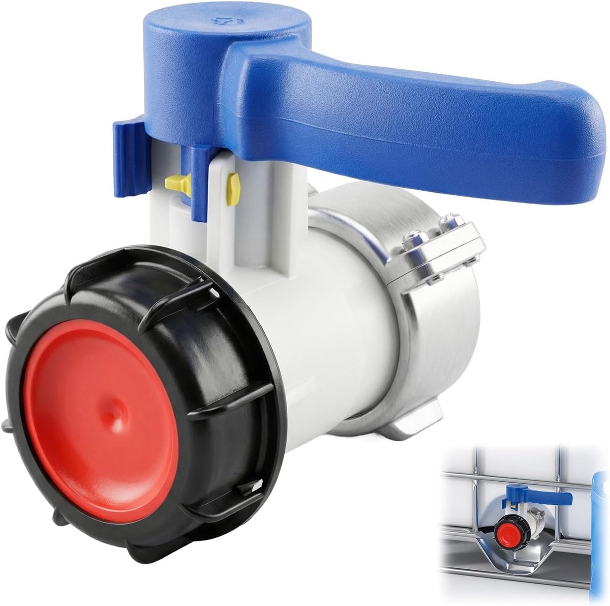 SnelShoppen - IBC Water Tank Adapter DN40/62mm - Sluitklep Kraan Met Flip Faucet - Voor 1000L IBC Container, Water Tank en Regenwateropvang - Duurzaam