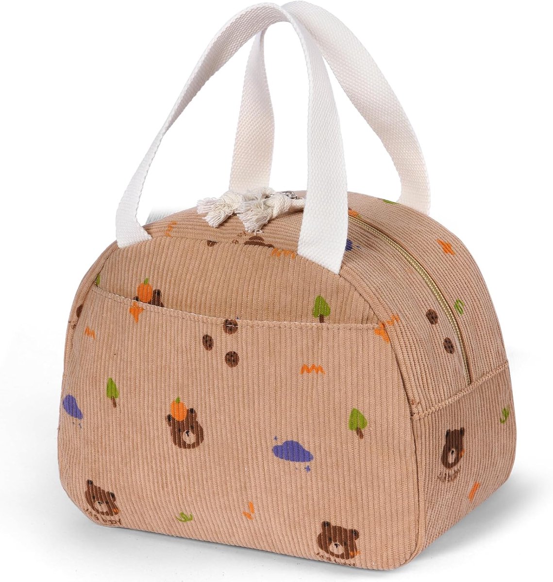 SnelShoppen - Insulated Cooler Bag, Lunch Box, Corduroy Koeltas, Herbruikbare Koeltas voor Jongens, Meisjes en Volwassenen, Lekvrij voor Werk, School,
