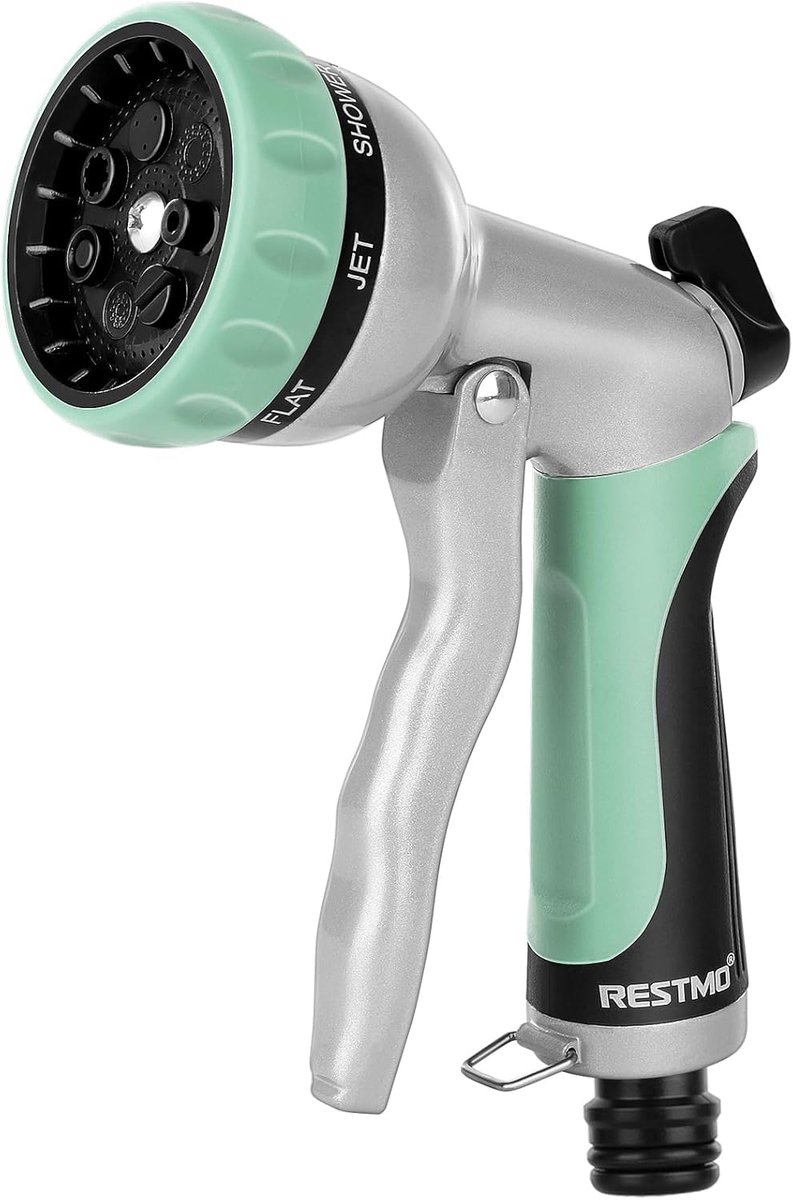 SnelShoppen - Tuinsproeier Metalen Tuinslang Spuitpistool, Hoge Druk Irrigatie Sprayer, 7 Verstelbare Spraystanden, Ideaal Voor Tuinieren, Auto-wassen