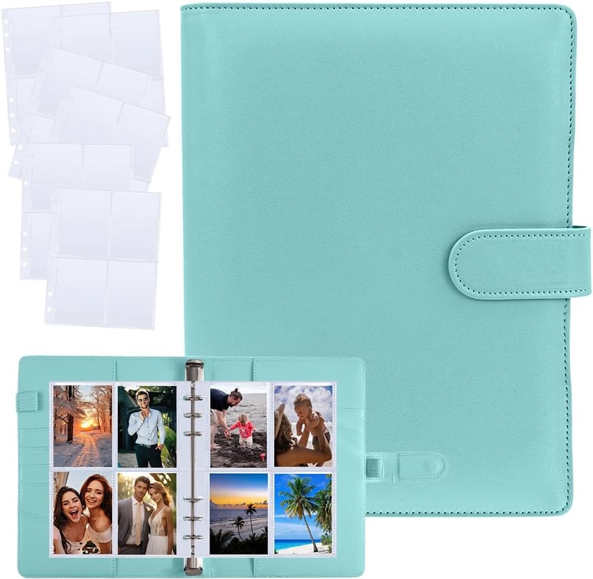 SnelShoppen - Kpop Photo Card Binder A5 - 120 Compartiments - PU Leather - 30 Pagina's - Groene Foto Album - 6 Ring Binder - Foto Collectie Album