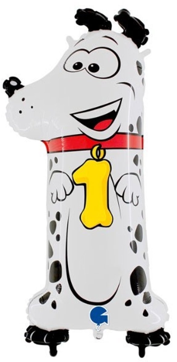 Folieballon - 1 jaar - Hond - 102cm - Zonder vulling
