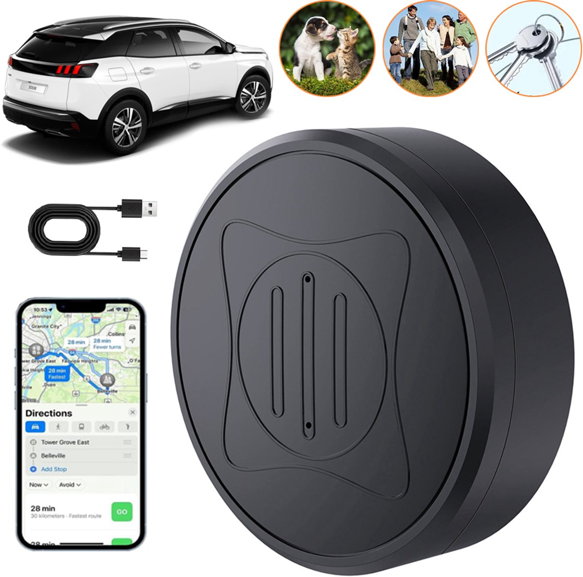 Magnet Mini Tracker - Voertuigvolgsysteem - Verborgen Autotracker - Anti-Verlies Tracker - Realtime Trackingapparaten Voor Auto's/Kinderen/Portemonnees