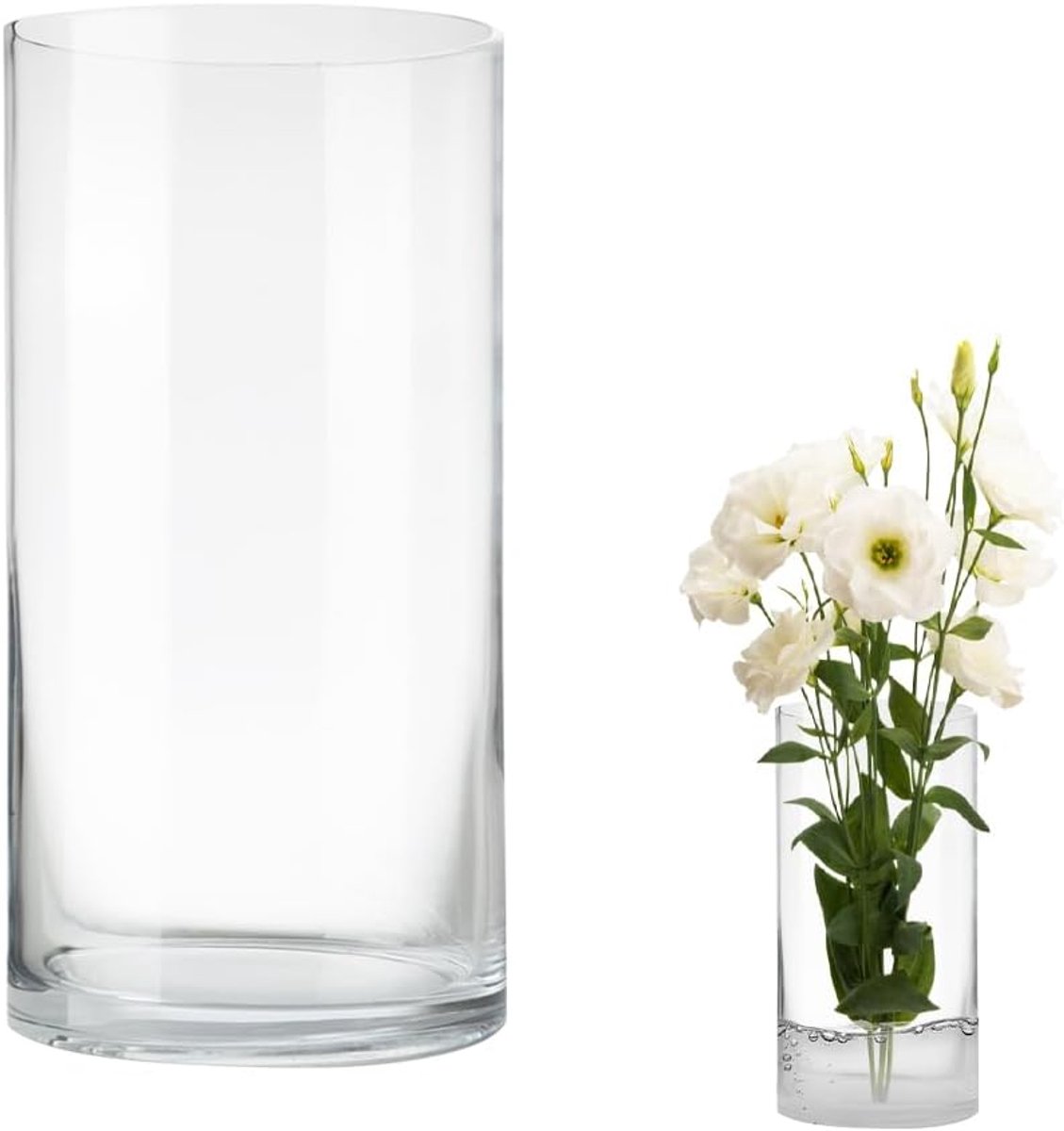 SnelShoppen - Grote Cylinder Vaasje van Glas, 20 cm Hoog, Duidelijk Transparant, Decoratieve Vaas voor Bloemen, Kaarsen en Hu decoration, Perfect voor