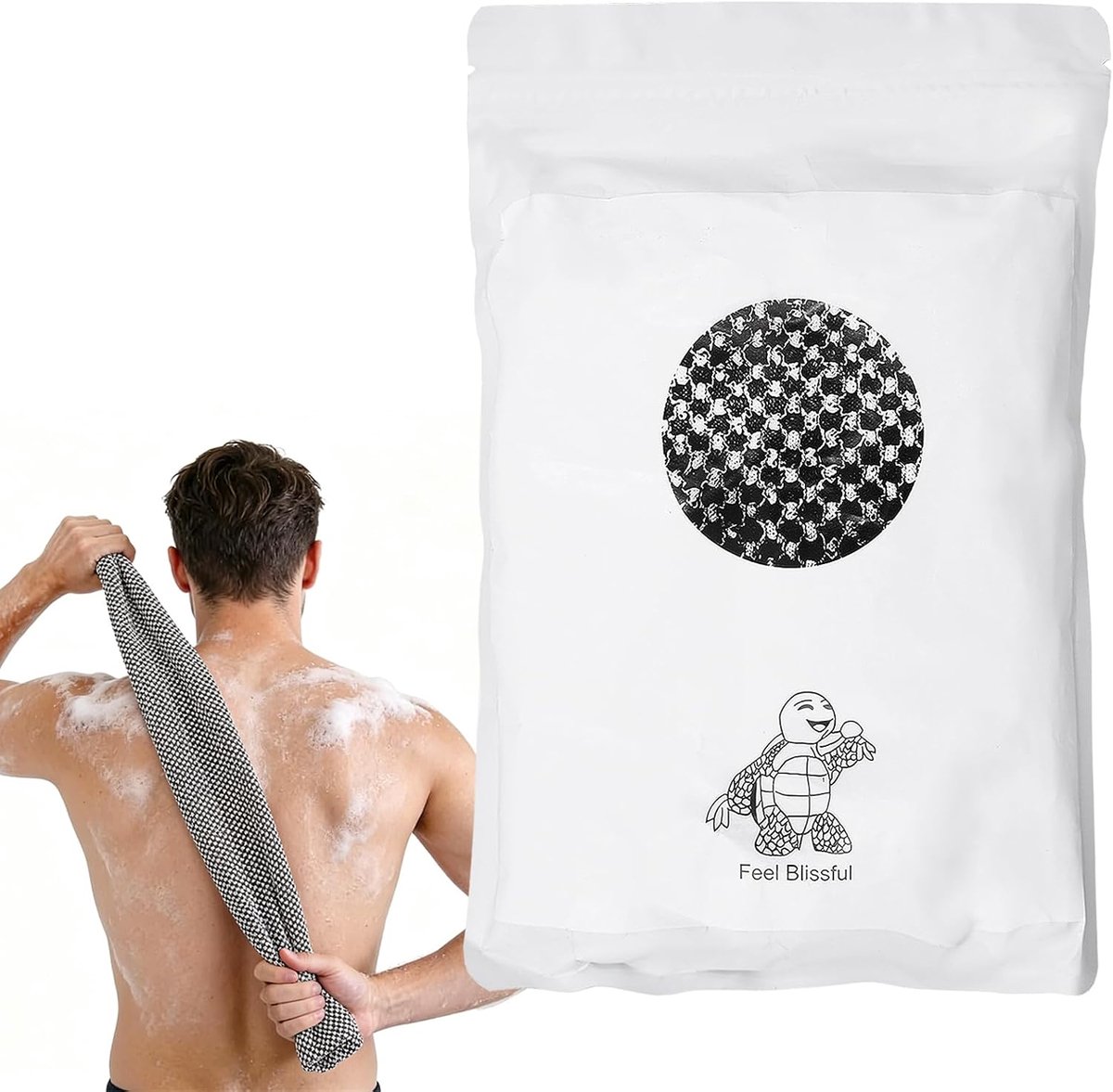 SnelShoppen - Blissal Exfolierende Antibacteriële Douchehanddoek - Peeling Badhanddoek voor Mannen en Vrouwen - Zachte Peeling Spons - Antibacterieel