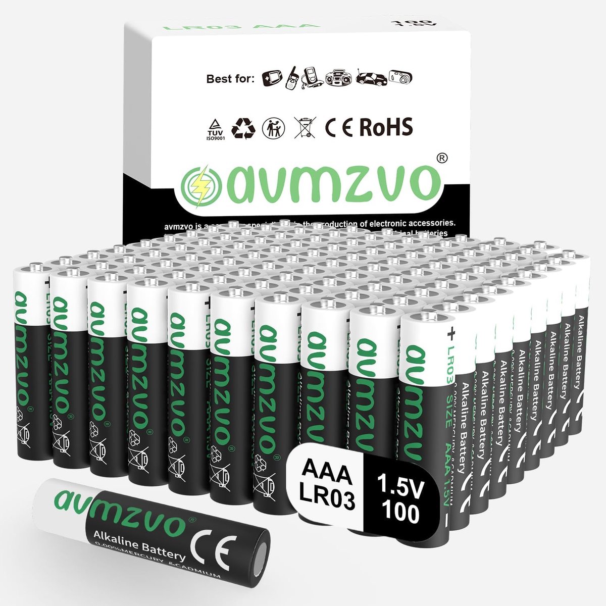 SnelShoppen - AAA Alkaline Batterijen LR03 1.5V - Duurzame Kracht - 100 Stuks voor Elektronische Apparaten, Speelgoed, Alarmklokken en Meer