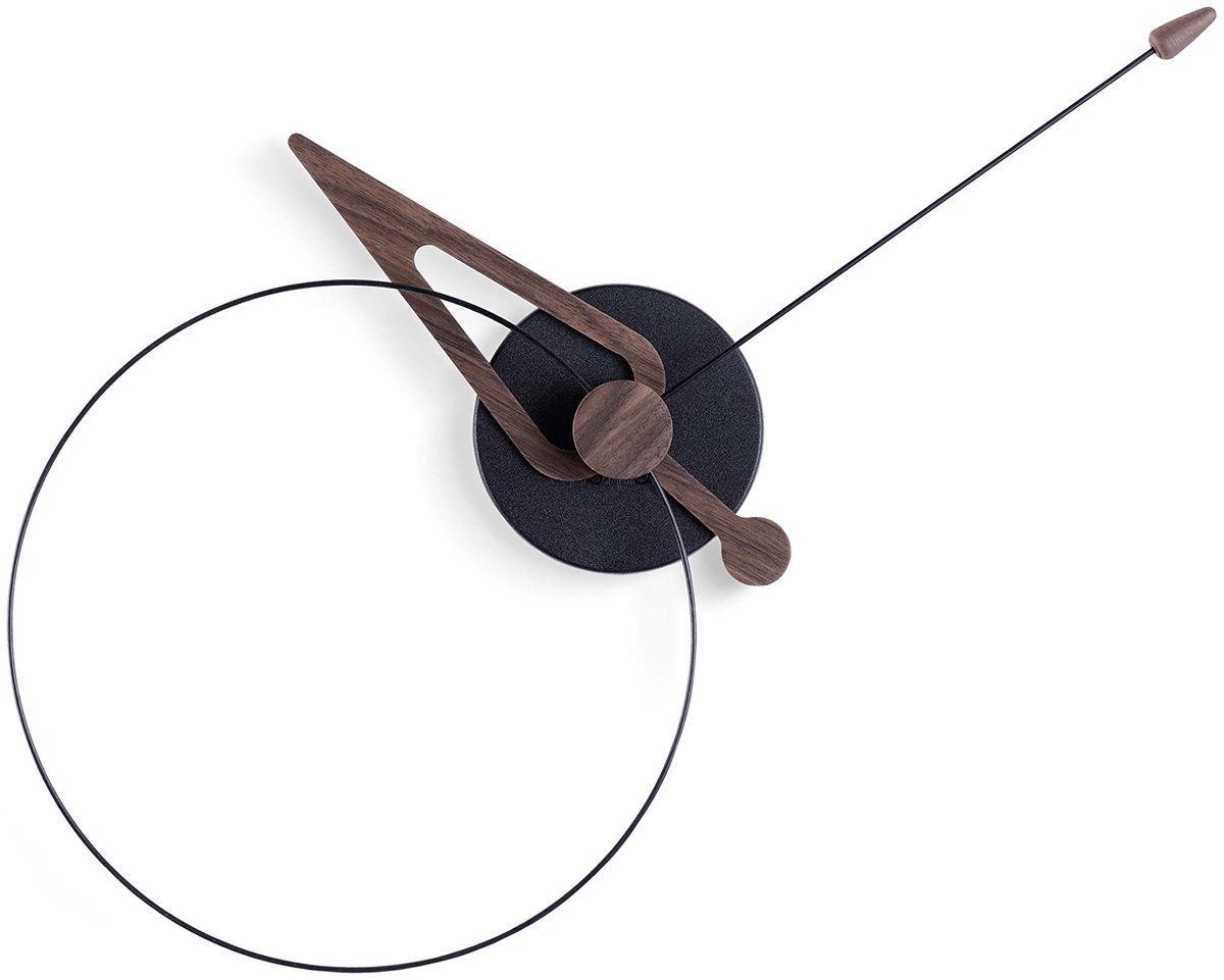 SnelShoppen - Design Wandklok Ø 40 cm - Zwart Walnoot - Modern Interieur Accessoire - Stijlvolle Klok voor Woonkamer, Keuken, Kantoor en Feestgelegenh