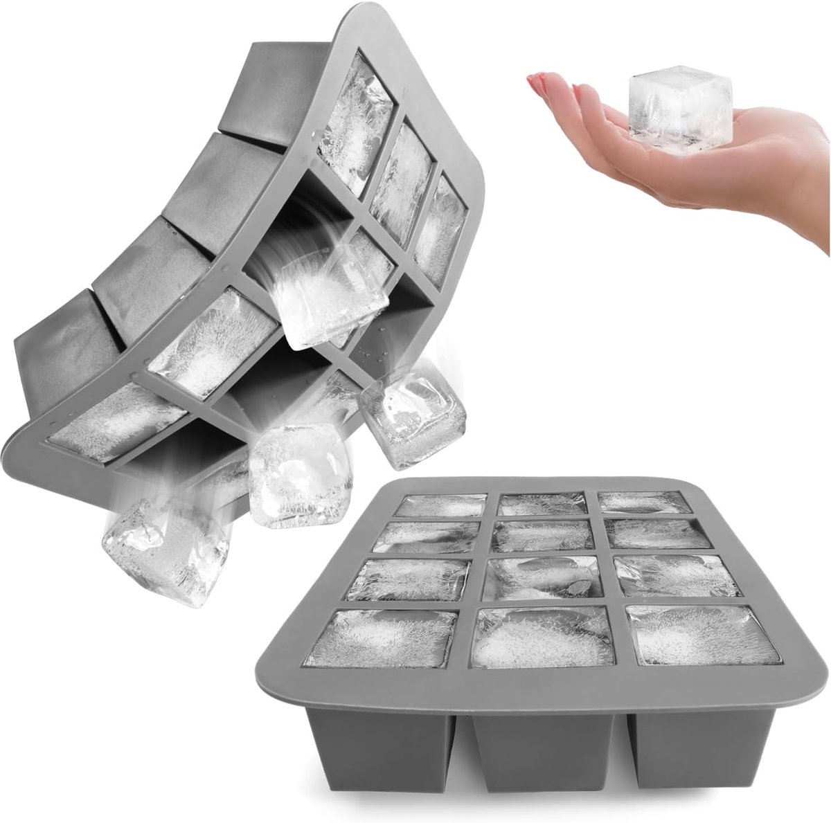 SnelShoppen - 2 x ijsblokjeshouders voor 24 ijsblokjes - plastic ijsblokjesmaker voor het koelen van dranken - ruimtebesparend ontwerp voor feest en k
