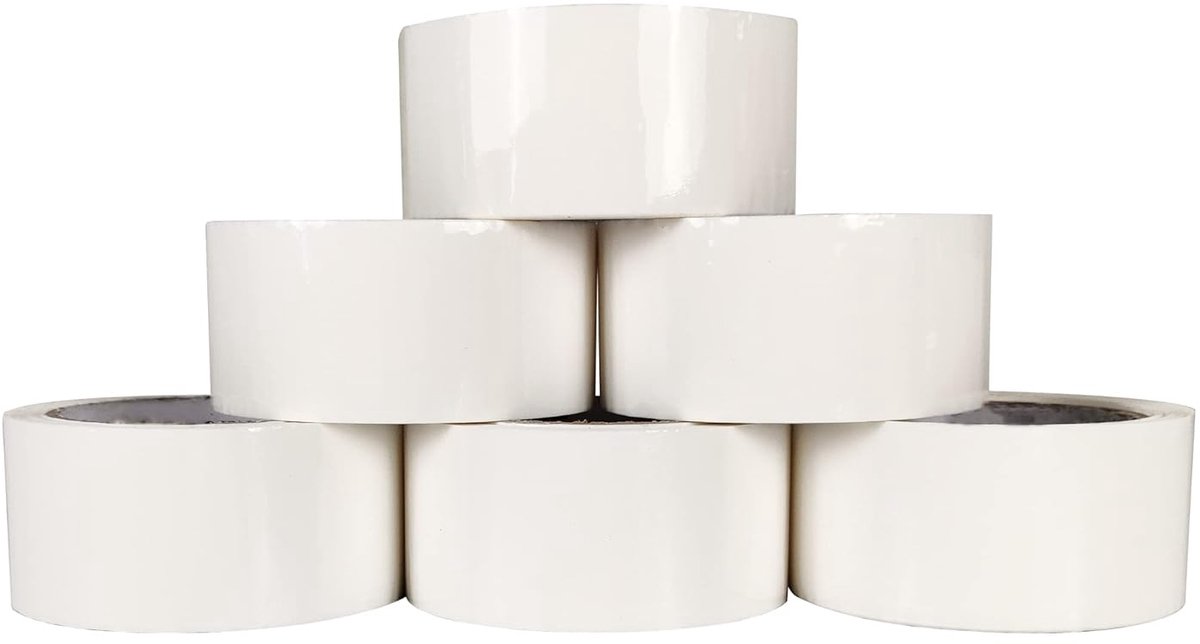 SnelShoppen - Verpakkingsband, stevige en robuuste tape voor verzenddozen, 66 m x 50 mm, wit, 6 stuks, ideaal voor alle boxen en verzending