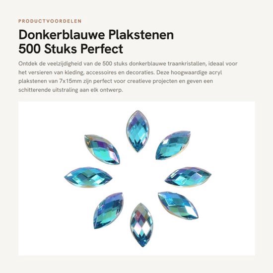 Plakstenen 500 Stuks - Donkerblauwe Traanvormige Steentjes 7x15mm - Paardenoog Acryl - Sieraden DIY - Kleding Decoratie - Premium Materiaal - Decoratiesteentjes