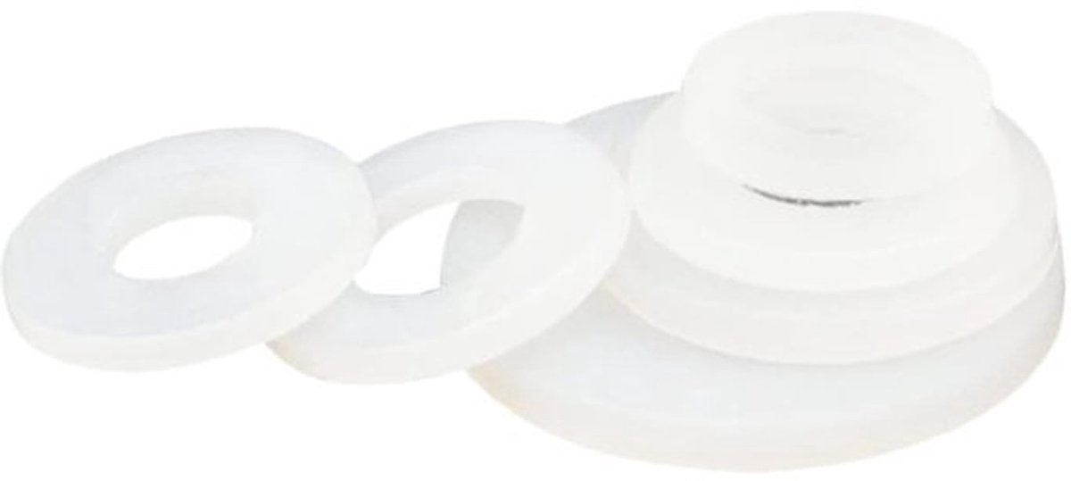 Wasringen 100 Stuks - Witte Nylon Platte Pakking - PA66/Plastic - Isolerende Ringen - Corrosiewerend - Hoge Temperatuur Weerstand - Platte Pakkingen