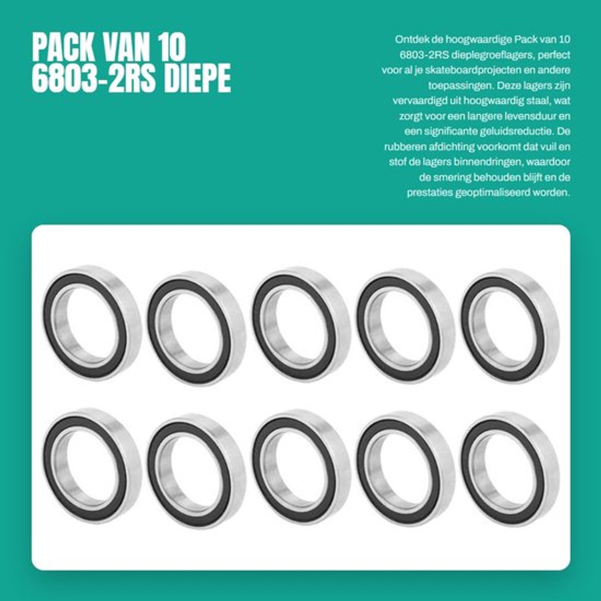 Lagers 10 Stuks Diepe Groef Lagertjes Sealed Rubber 17mm x 26mm x 5mm Hoogwaardige Staal Geluidsreductie Skateboardlagers