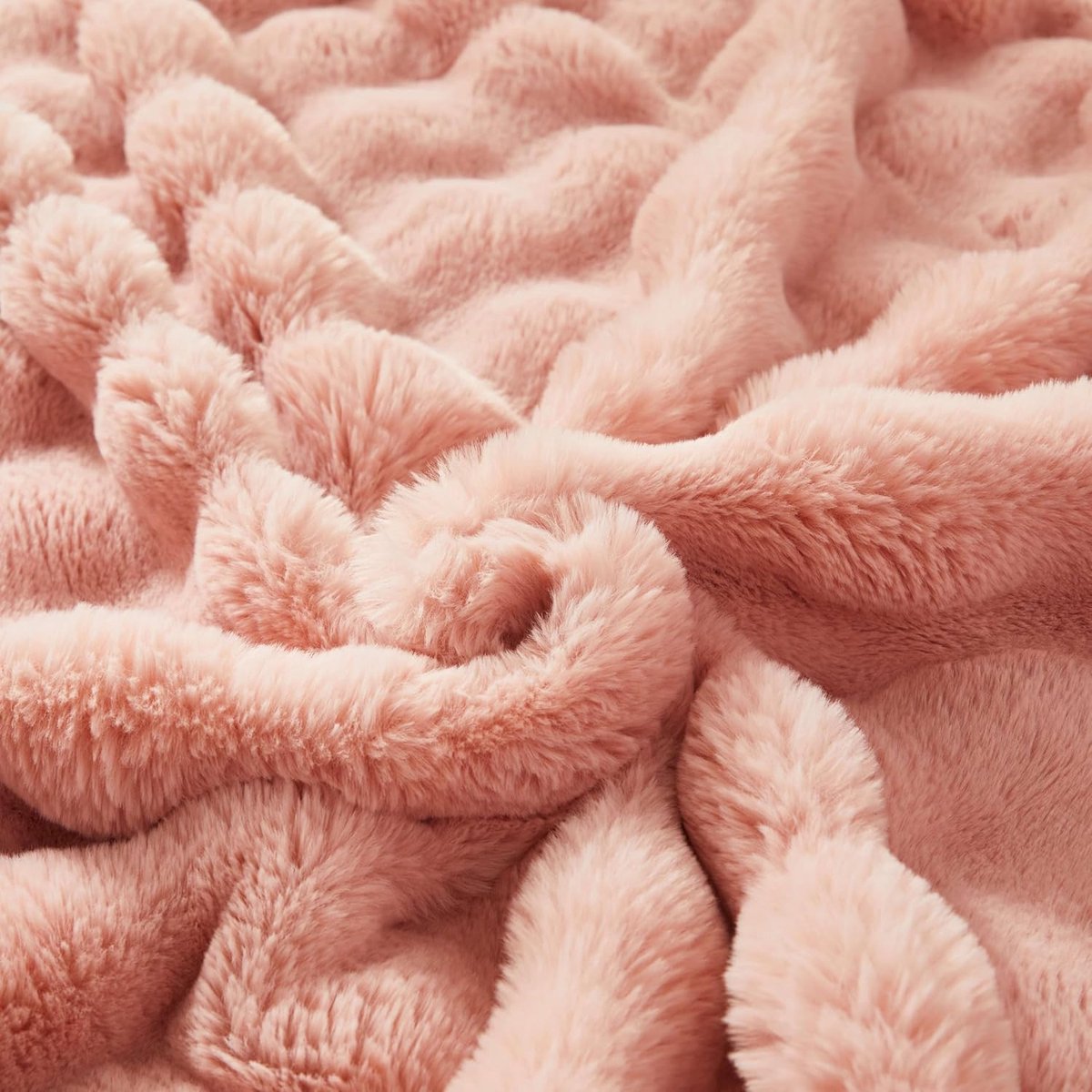SnelShoppen - Cuddly Blanket Rabbit Plush Furry Blanket 1000GSM Flannel Warm Sofa Dekentje 130x160cm Roze voor Bed, Sofa, Kantoor en Kinderkamer