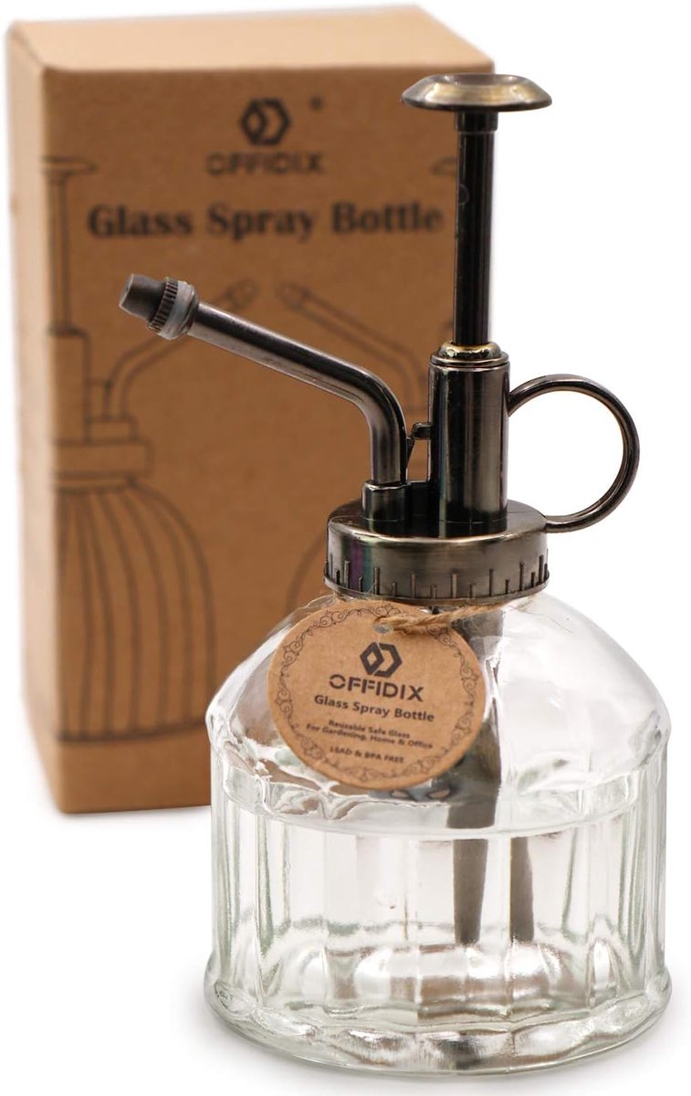 SnelShoppen - Transparante Glas Sprayfles met Bronzen Plastic Pomp - 200ml Plantenspuit voor Kleine Planten, Huishoudelijk Gebruik, Koeling, Schoonmak