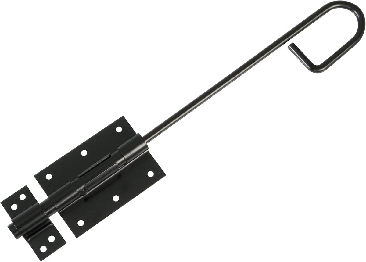 SnelShoppen - Robuuste Deurslot - Opbouwsluiting - Stalen Poortslot - Zwart - 300 x 90 x Ø7 mm - Inclusief Schroeven - Veiligheid voor Binnen- en Buit