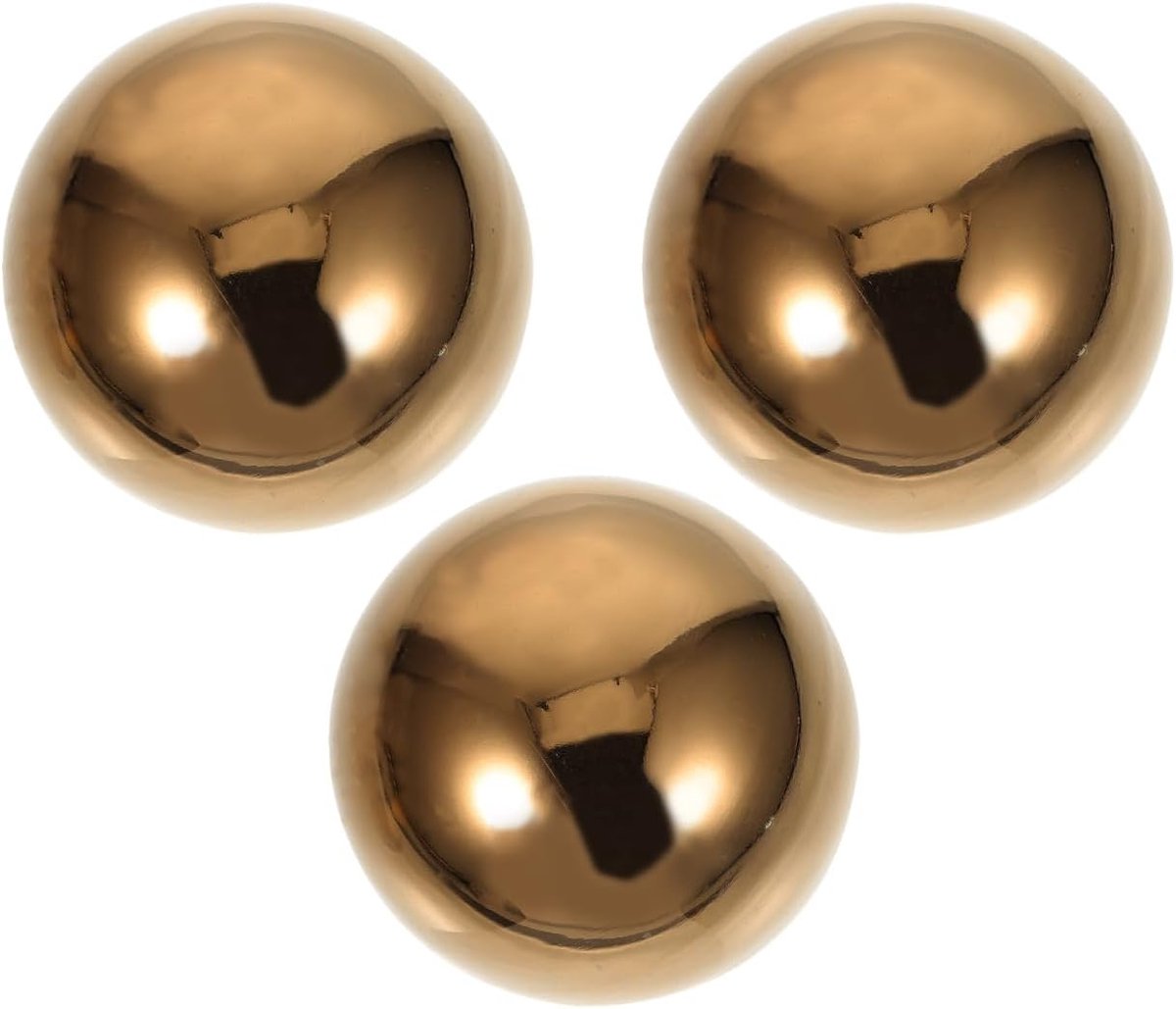 SnelShoppen - Decoratieve Tuinballen Set van 3 - 76 mm Gouden en Zilveren Holle Spiegelballen voor Tuin, Vijver, Feest en Buiten Decoratie