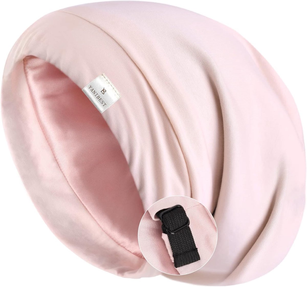 SnelShoppen - Silk Satin Haar Wraps voor Slaap - Verstelbare Slouchy Beanie Hoed voor Krullend Haar en Vlechten, Roze, One Size, Perfect voor Thuis en