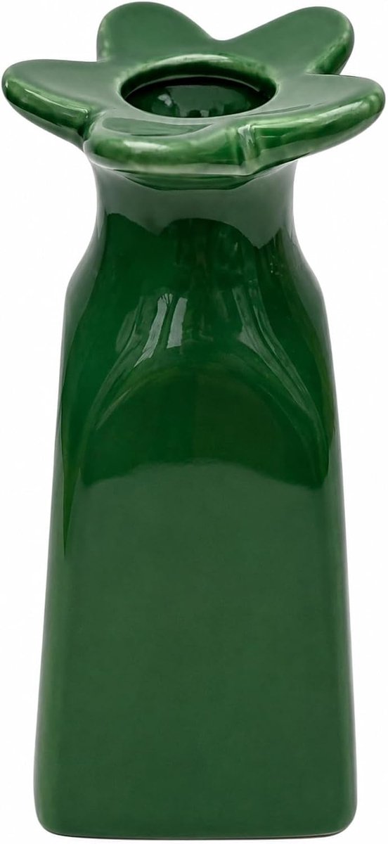 SnelShoppen - Elegante Bohemian Bloemenvaas 11.5 cm Hoog - Hoogwaardige Pottery Vaas in Groen - Perfect voor Hedendaagse Interieurdecoratie en Origine