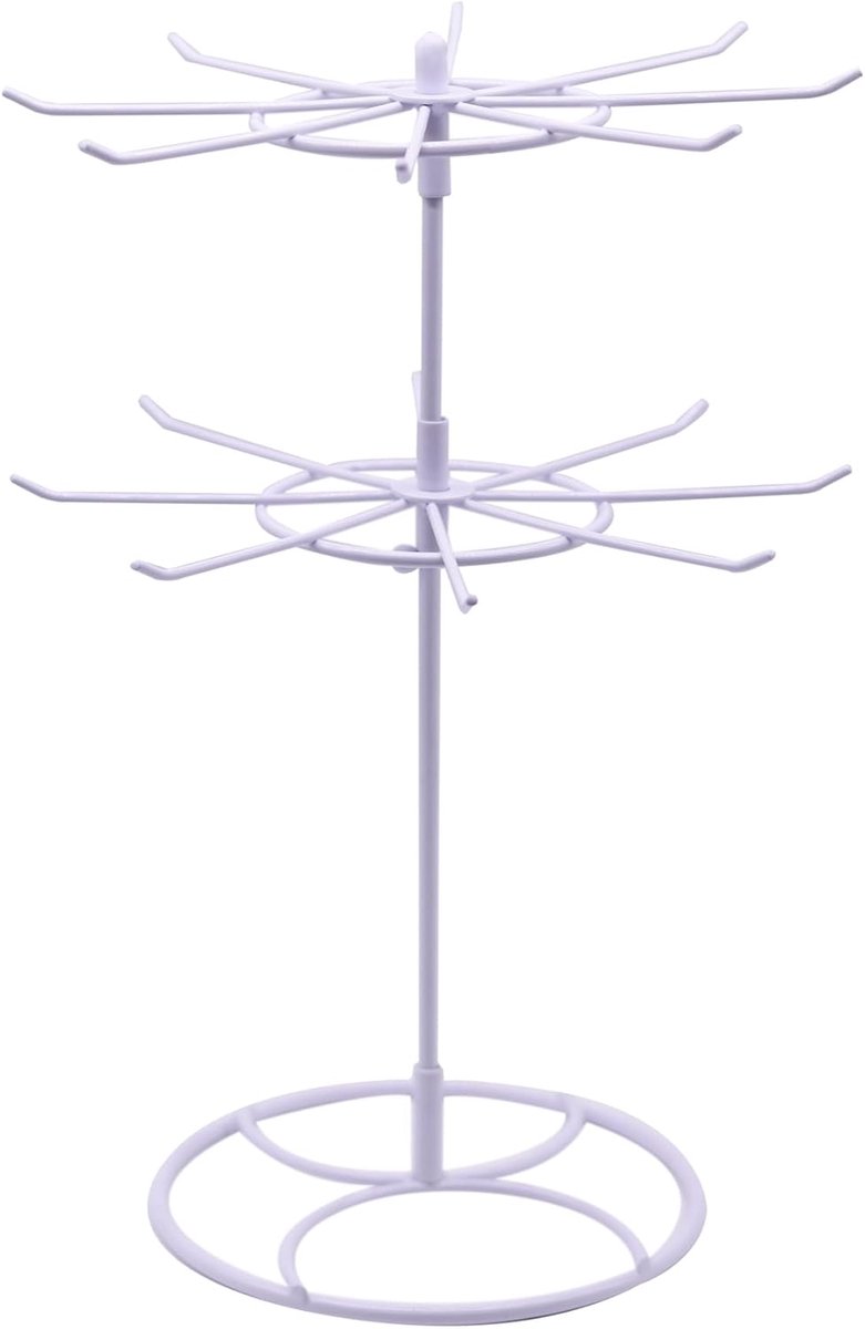 SnelShoppen - Sieradenrek, Sieradenstandaard, Kettinghouder, Rotatable, 2-Laags Afneembaar Halskettinghouder, 16 Haken, Sieradenboom voor Halskettinge