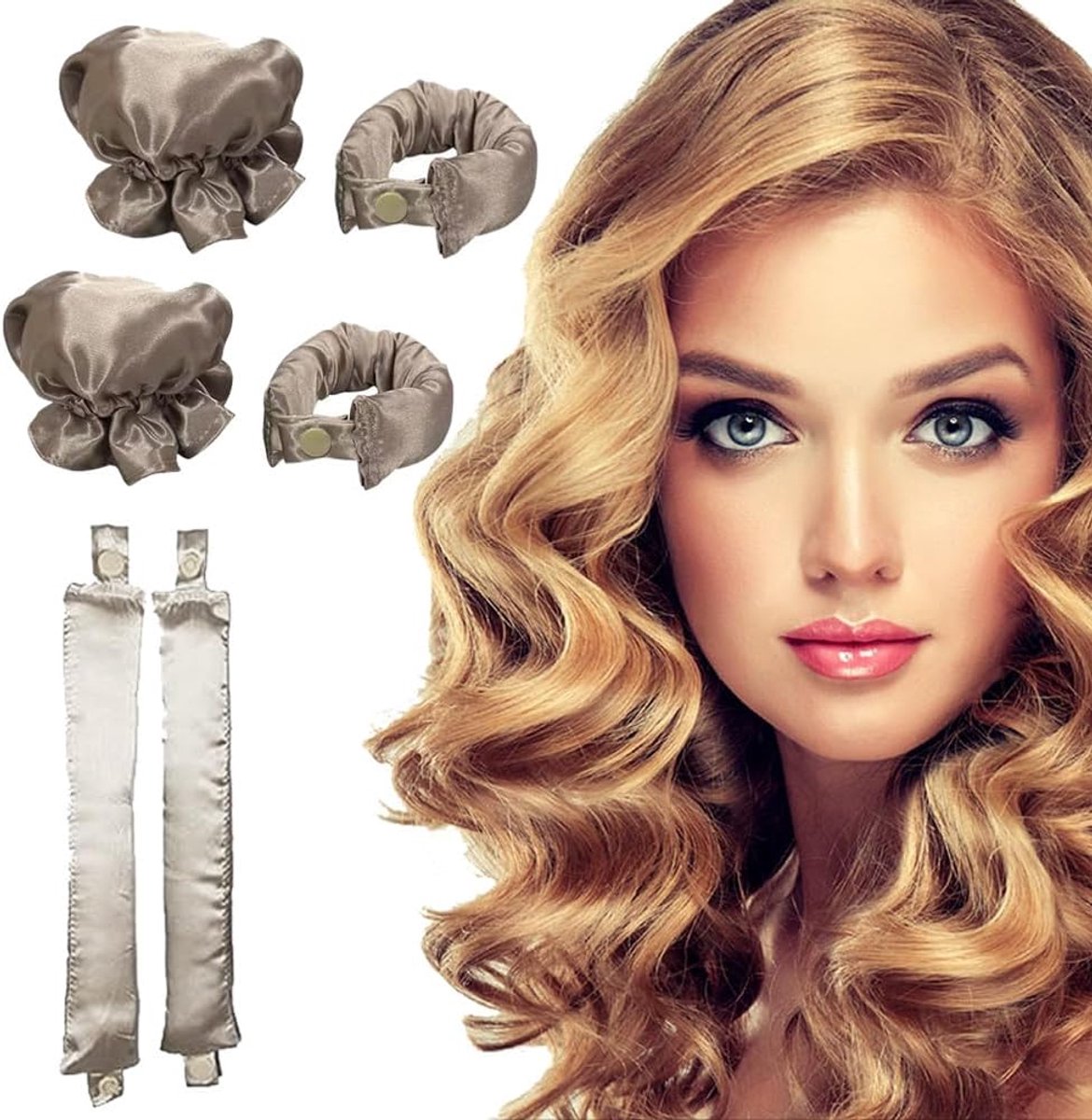 SnelShoppen - Curlers voor Heatless Curls, 2 Sets Heatvrije Krullers, Non-Slip, Zachte Velours, Geschikt voor Kort en Lang Haar, DIY Styling voor Fees