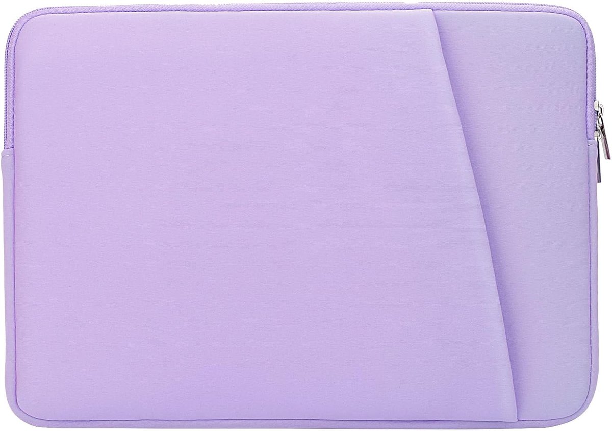 SnelShoppen - Laptop Sleeve 15.6 Inch - Beschermhoes voor 15.6" 16" Chromebook Notebook - Zachte Gevoerde PC Cover met Opbergvak - Paars