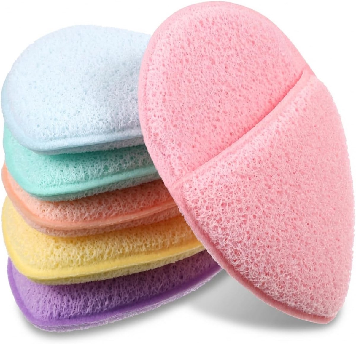 SnelShoppen - 6 Pcs Gekleurd Gezichtspons voor Reiniging, Herbruikbare Exfoliërende Make-up Verwijder Pads, Ideaal voor Dagelijks Gebruik, 6.5 x 9.5 c