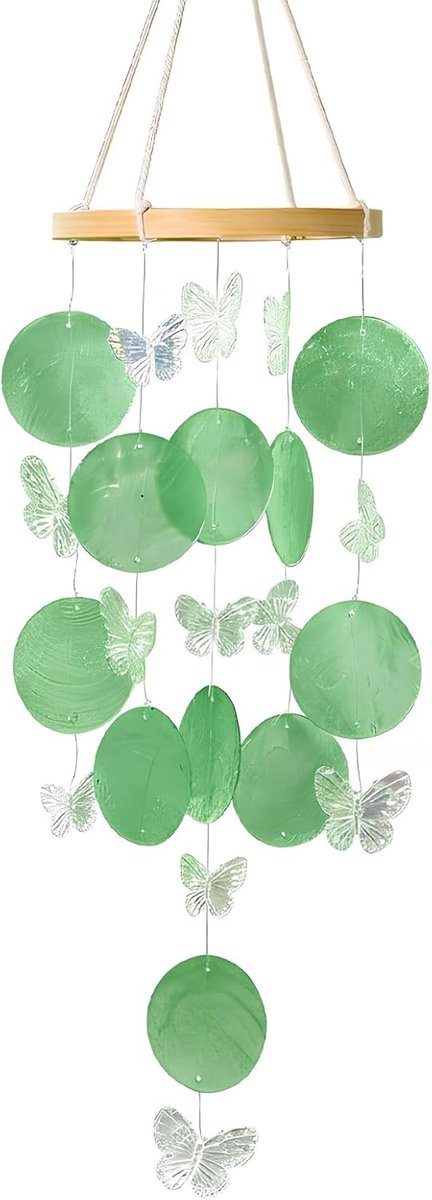 SnelShoppen - Wind Chime Butterfly Shell - Boho Decoratieve Schelpen Droomvanger van Moeder van Parel - Tuin Decoratie - Shell Ketting voor Raam, Woon
