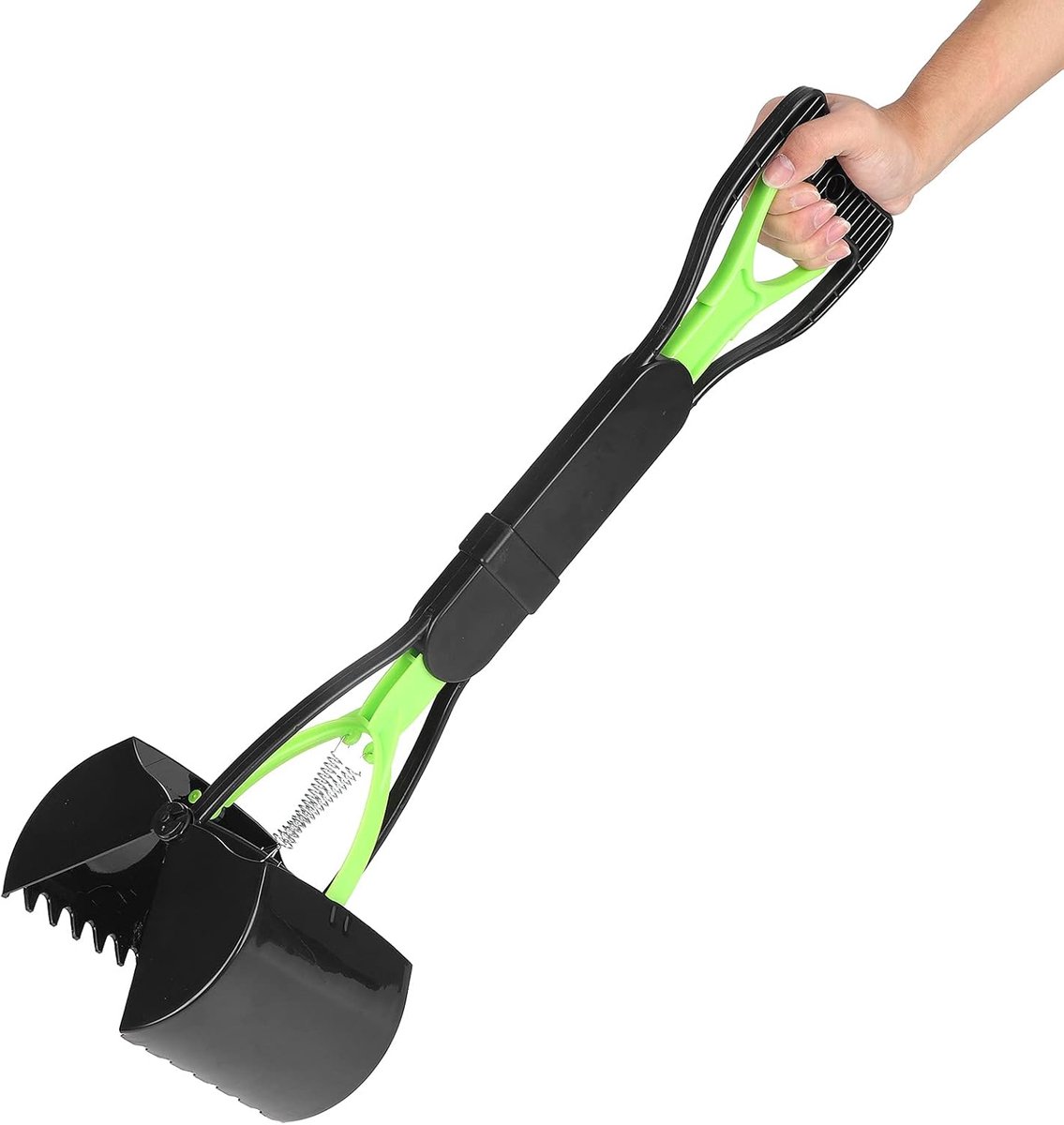 SnelShoppen - Long Handle Dog Shovel, Pet Dropper Counter, Portable Cat Shovel voor Honden en Katten, 60cm Groen & Zwart, Ideaal voor Dierenafvalverza
